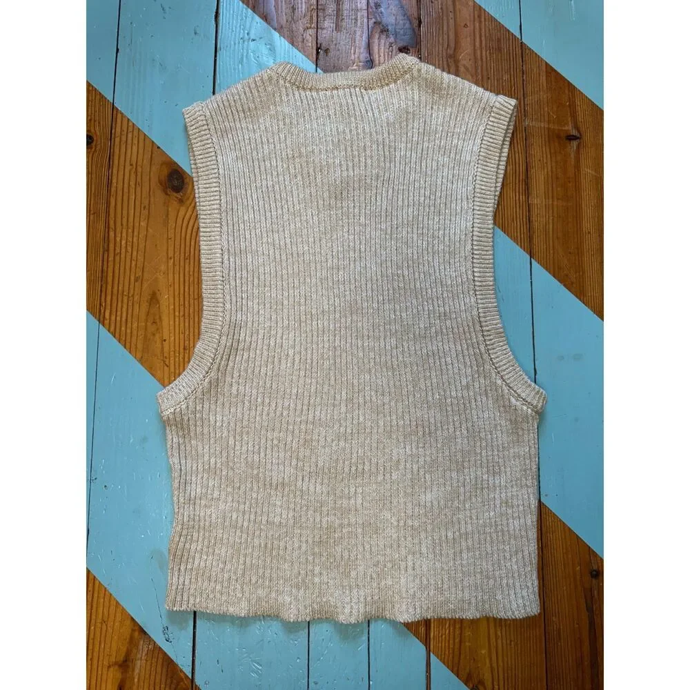 NWT Urban Outfitters Beige Sleeveless Knit Sweater Vest Tank Top Size Small NWT